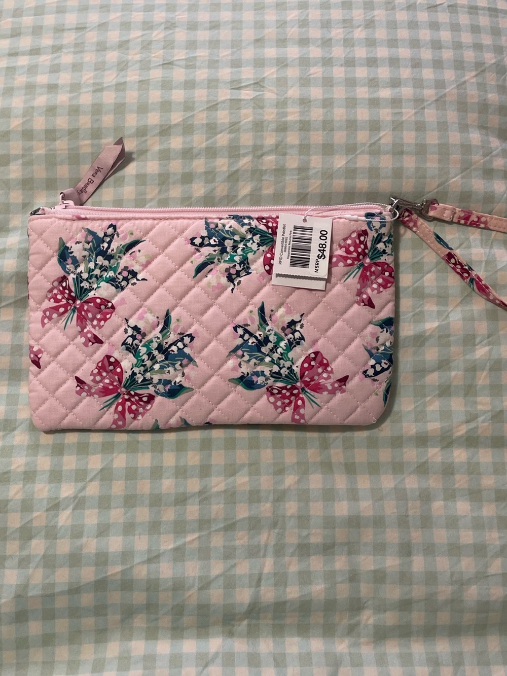 NWT Vera Bradley RFID Convertible Wristlet in Happiness Returns Pink - Picture 2 of 4